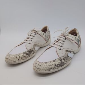Goodoo Italy Sz 11 White Snake Print Luxury Comfort Style Men's Sneakers